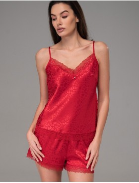 Атласный комплект топ и шорты Mia-Amore JOANNA 7312 красный, Цвет: красный, Размеры: M