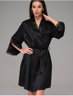 Атласный халат-кимоно Mia-Amore JOANNA 7313 черный, Цвет: черный, Размеры: 2XL/3XL