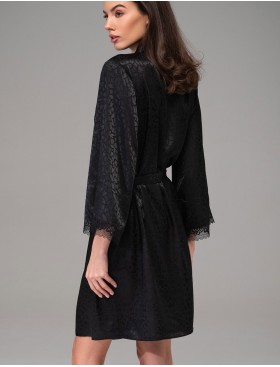 Атласный халат-кимоно Mia-Amore JOANNA 7313 черный, Цвет: черный, Размеры: 2XL/3XL, изображение 2