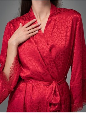 Атласный халат-кимоно Mia-Amore JOANNA 7313 красный, Цвет: красный, Размеры: 2XL/3XL, изображение 2