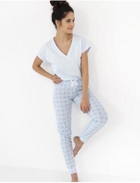 Хлопковая пижама с брюками Sensis EVELINA, Цвет: голубой, Размеры: M, изображение 2