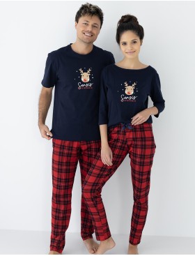 Пижама женская из хлопка Sensis LUCY, Цвет: темно-синий, Размеры: M, изображение 3