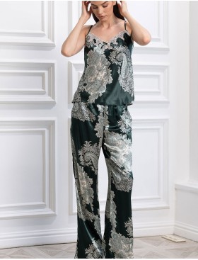 Шелковая пижама тройка Mia-Amore AGATA 3687, Цвет: зеленый, Размеры: L, изображение 3