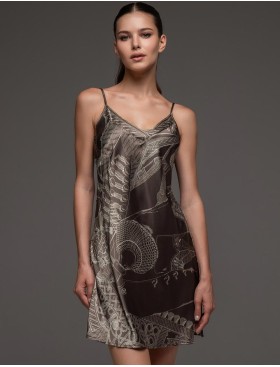 Короткая сорочка из шёлка Mia-Amore AISHA 4311, Цвет: шоколад, Размеры: 3XL