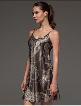 Короткая сорочка из шёлка Mia-Amore AISHA 4311, Цвет: шоколад, Размеры: 3XL, изображение 3