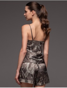 Шёлковая пижама с шортами Mia-Amore AISHA 4312, Цвет: шоколад, Размеры: 2XL, изображение 2