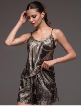 Шёлковая пижама с шортами Mia-Amore AISHA 4312, Цвет: шоколад, Размеры: 2XL, изображение 3