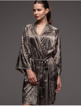 Халат шёлковый Mia-Amore AISHA 4313, Цвет: шоколад, Размеры: 4XL/5XL, изображение 3