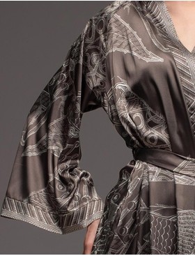 Халат шёлковый Mia-Amore AISHA 4313, Цвет: шоколад, Размеры: 4XL/5XL, изображение 4