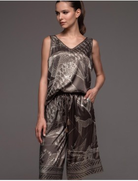 Шелковая пижама с удлиненными шортами Mia-Amore AISHA 4314, Цвет: шоколад, Размеры: M