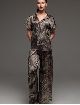 Шёлковый брючный комплект Mia-Amore AISHA 4316, Цвет: шоколад, Размеры: 3XL, изображение 3