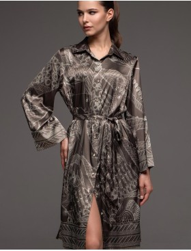 Домашняя рубашка из шёлка Mia-Amore AISHA 4327, Цвет: шоколад, Размеры: 2XL