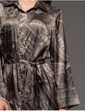 Домашняя рубашка из шёлка Mia-Amore AISHA 4327, Цвет: шоколад, Размеры: 2XL, изображение 4