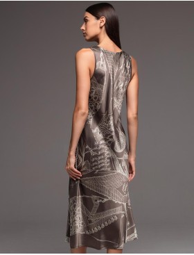 Длинная шелковая сорочка Mia-Amore AISHA 4328, Цвет: шоколад, Размеры: 2XL, изображение 2