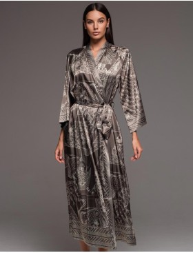 Халат шёлковый длинный Mia-Amore AISHA 4329, Цвет: шоколад, Размеры: L/XL