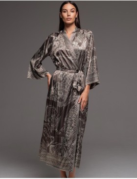 Халат шёлковый длинный Mia-Amore AISHA 4329, Цвет: шоколад, Размеры: L/XL, изображение 3