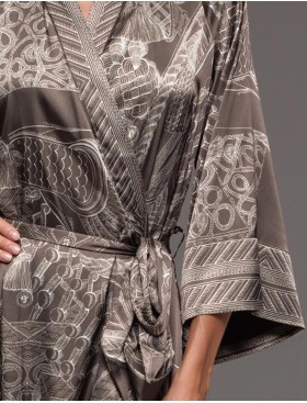 Халат шёлковый длинный Mia-Amore AISHA 4329, Цвет: шоколад, Размеры: L/XL, изображение 4