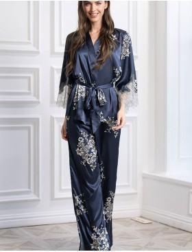 Брючная шелковая пижама Mia-Amore ALEXANDRIA 3568, Цвет: темно-синий, Размеры: L