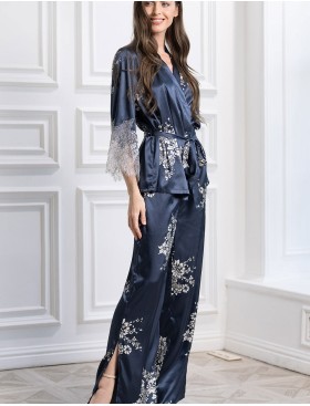 Брючная шелковая пижама Mia-Amore ALEXANDRIA 3568, Цвет: темно-синий, Размеры: L, изображение 2