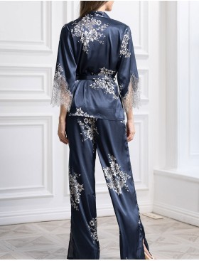 Брючная шелковая пижама Mia-Amore ALEXANDRIA 3568, Цвет: темно-синий, Размеры: L, изображение 4