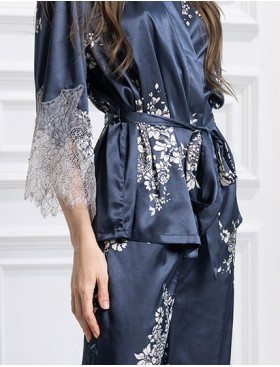 Брючная шелковая пижама Mia-Amore ALEXANDRIA 3568, Цвет: темно-синий, Размеры: L, изображение 5