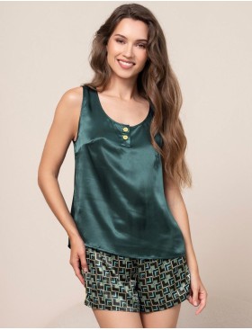 Шелковая пижама майка + шорты Mia-Amore BERGAMO 4381, Цвет: мультицвет, Размеры: M