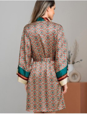 Короткий шёлковый халат Mia-Amore BRIANNA 4333, Цвет: мультицвет, Размеры: 2XL/3XL, изображение 2