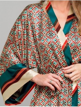 Короткий шёлковый халат Mia-Amore BRIANNA 4333, Цвет: мультицвет, Размеры: 2XL/3XL, изображение 4