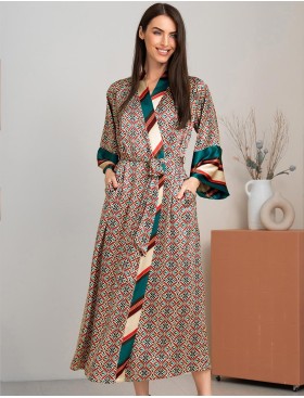 Длинный шёлковый халат Mia-Amore BRIANNA 4339, Цвет: мультицвет, Размеры: S/M