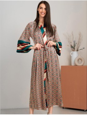 Длинный шёлковый халат Mia-Amore BRIANNA 4339, Цвет: мультицвет, Размеры: S/M, изображение 3