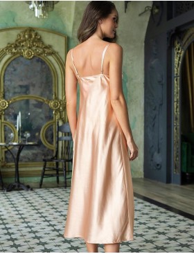 Длинная атласная сорочка Mia-Amore CAROL 7368, Цвет: пудровый, Размеры: M, изображение 2