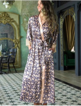 Длинный атласный халат Mia-Amore CAROL 7389, Цвет: мультколор, Размеры: 4XL/5XL