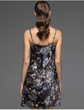 Атласная сорочка с цветами Mia-Amore ELSA 7530, Цвет: темно-синий, Размеры: 2XL, изображение 2