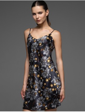 Атласная сорочка с цветами Mia-Amore ELSA 7530, Цвет: темно-синий, Размеры: 2XL, изображение 3