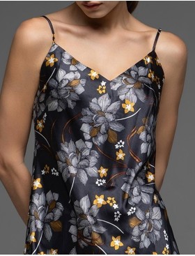 Атласная сорочка с цветами Mia-Amore ELSA 7530, Цвет: темно-синий, Размеры: 2XL, изображение 4