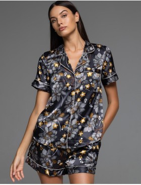 Атласная пижама с шортами Mia-Amore ELSA 7534, Цвет: темно-синий, Размеры: 2XL