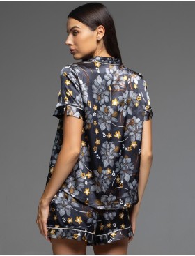 Атласная пижама с шортами Mia-Amore ELSA 7534, Цвет: темно-синий, Размеры: 2XL, изображение 2