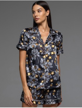 Атласная пижама с шортами Mia-Amore ELSA 7534, Цвет: темно-синий, Размеры: 2XL, изображение 3