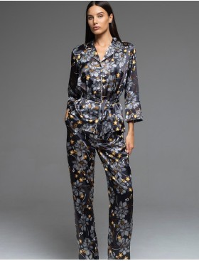 Атласная пижама с брюками Mia-Amore ELSA 7536, Цвет: темно-синий, Размеры: 2XL