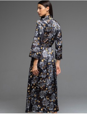 Длинный халат на пуговицах Mia-Amore ELSA 7539, Цвет: темно-синий, Размеры: 2XL/3XL, изображение 2