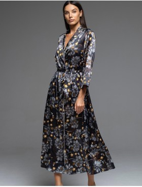 Длинный халат на пуговицах Mia-Amore ELSA 7539, Цвет: темно-синий, Размеры: 2XL/3XL, изображение 3