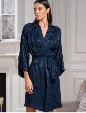 Халат из шёлка с вискозой Mia-Amore ENRIKA 4403, Цвет: темно-синий, Размеры: 2XL/3XL