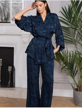 Пижама тройка с жаккардовым рисунком Mia-Amore ENRIKA 4406, Цвет: темно-синий, Размеры: 3XL