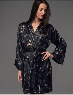 Шелковый домашний халат Mia-Amore GALATEYA 4463, Цвет: черный, Размеры: 4XL/5XL