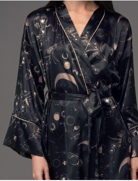 Шелковый домашний халат Mia-Amore GALATEYA 4463, Цвет: черный, Размеры: 4XL/5XL, изображение 4