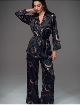 Шёлковая пижама женская Mia-Amore GALATEYA 4466, Цвет: черный, Размеры: 3XL