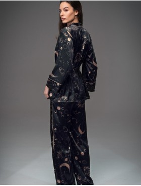 Шёлковая пижама женская Mia-Amore GALATEYA 4466, Цвет: черный, Размеры: 3XL, изображение 2