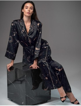 Шёлковая пижама женская Mia-Amore GALATEYA 4466, Цвет: черный, Размеры: 3XL, изображение 3