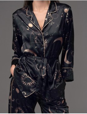 Шёлковая пижама женская Mia-Amore GALATEYA 4466, Цвет: черный, Размеры: 3XL, изображение 4