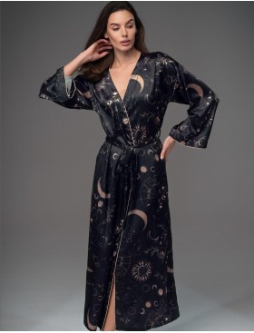 Длинный халат из шёлка Mia-Amore GALATEYA 4469, Цвет: черный, Размеры: 4XL/5XL